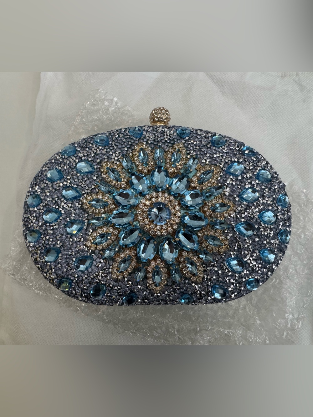 Baby Blue Rhinestone Clutch